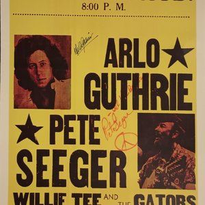 1978 Arlo Guthrie and Pete Seeger SIGNED Original Concert Poster REPRODUCTION RP